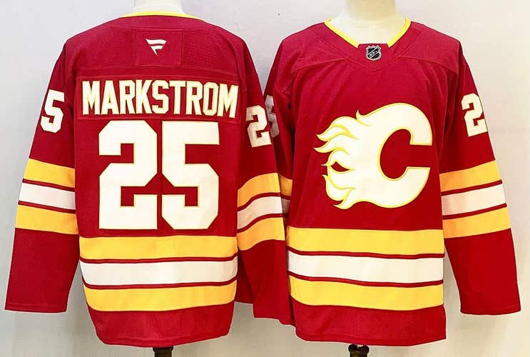 Men's Calgary Flames Markstrom 25 Stitched Red Jersey Ice Hockey Jersey size 52