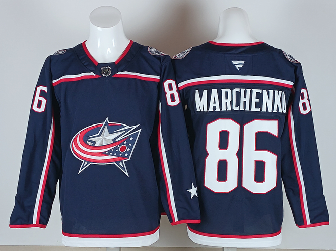 Men's Columbus Blue Jackets MARCHENKO 86 Stitched Navy Jersey Ice Hockey Jersey size 52