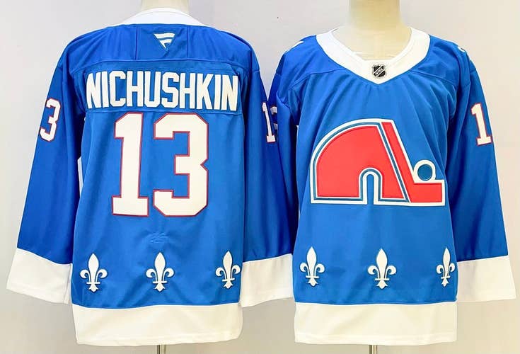 Quebec Nordiques Valeri Nichushkin 13 Stitched Blue Jersey Reverse Retro Ice Hockey Jersey Size 54