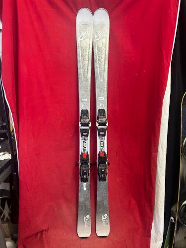 Skis: K2 luvit 76 all mountain 163cm skis, 
Bindings: marker FDT10 
binding range: 260-388mm,