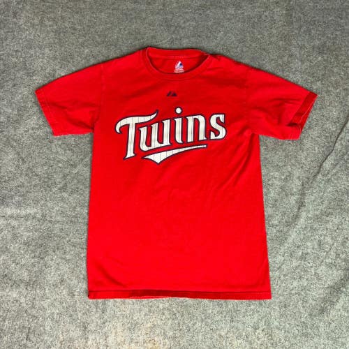 Minnesota Twins Mens Shirt Small Red Tee T Joe Mauer Majestic Baseball MLB Sport