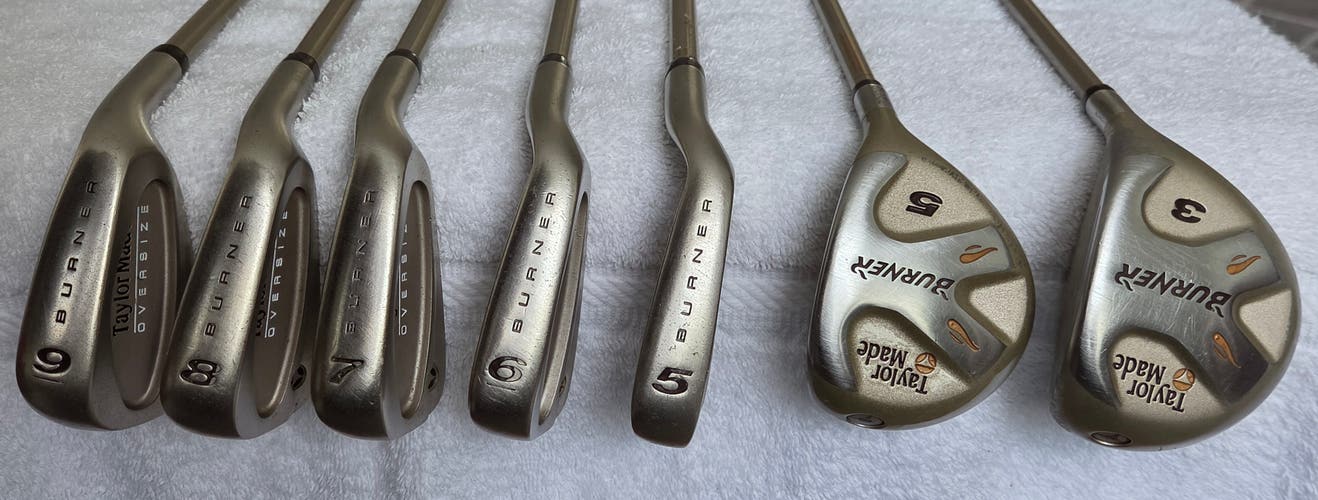 TaylorMade Burner Oversize Iron/Fairway Wood Set (3 & 5 Fairway woods and 5-9 irons, 7 clubs) RH