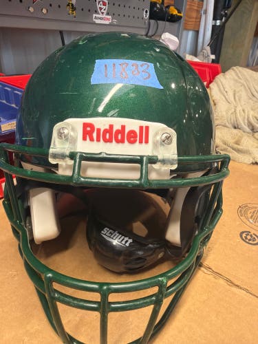 USED RIDDELL SPEED ICON ADULT HELMET - MEDIUM - FOREST GREEN METALLIC