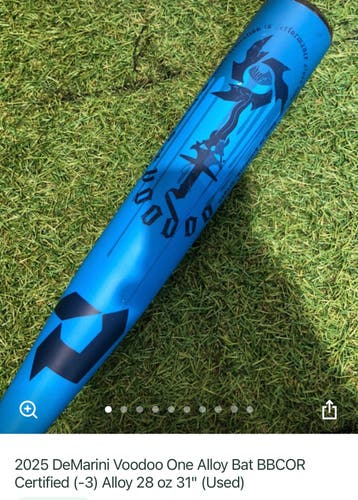 2025 DeMarini Voodoo One Alloy Bat BBCOR Certified (-3) Alloy 28 oz 31" (Used)