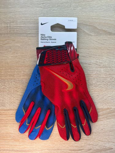 Nike Alpha Elite Batting Gloves July 4th Promo PE Baseball USA Men's Size M