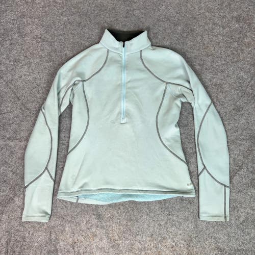 REI Womens Sweater Medium Blue Pullover Quarter Zip Hiking Mock Neck Outdoors