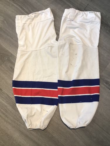 White NTDP Senior Large Nike Practice Socks #5 Marthaler Pro Stock (Used)