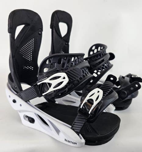 Used $300 Burton Cartel Snowboard Bindings Black White Medium-Sizes S M L