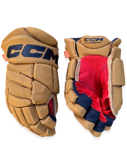 13" Tan CCM Jetspeed FT1 HGJS Gloves with New Red Spyder Palms *Rare! Read Full Description*