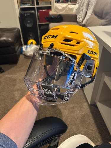 Small Gold CCM Tacks 310 Helmet (Used) with Bauer Bubble