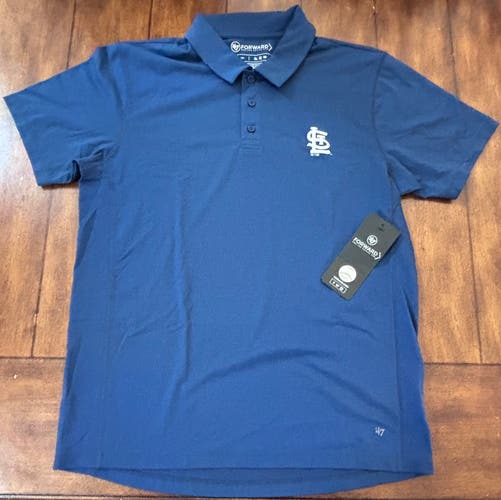 St Louis Cardinals Polo Shirt Adult Medium Blue '47 Brand Baseball NWT