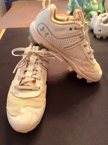 White Kid's 2.5Y (Big Kids / Youth) Youth Under Armour High Top Molded Cleats (Used)