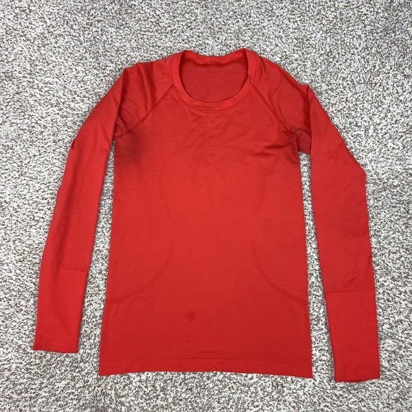 Lululemon Shirt Womens 6 Red Swiftly Tech Long Sleeve Running Gym Workout Top