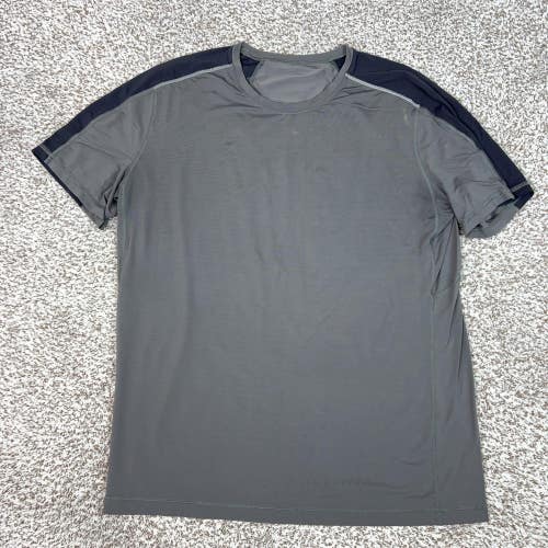 Lululemon Shirt Mens Large Gray Mesh Panel Short Sleeve Athletic Running Gym Tee