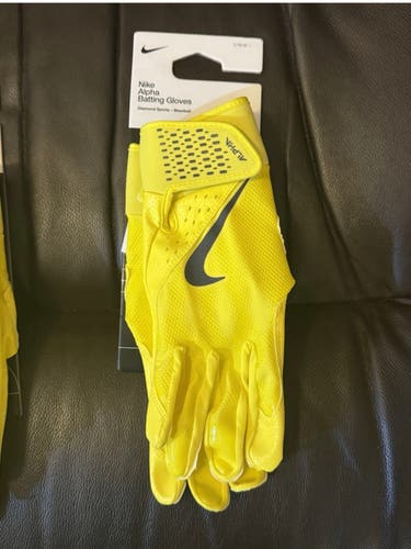 Nike Alpha Elite Batting Gloves (New)YELLOW LARGE