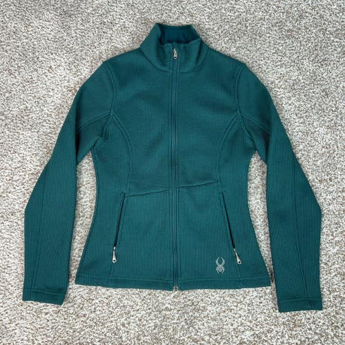Spyder Jacket Women Small Green Active Full Zip Mock Neck Core Sweater Fleece