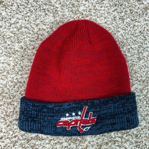 Washington Capitals Hat Mens One Size Red Blue Winter NHL Hockey Beanie Cap Logo