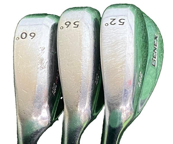 Nickent Genex Arc Wedge Set 52 Gap 56 Sand 60 Lob LH Stiff Steel Midsize Grips