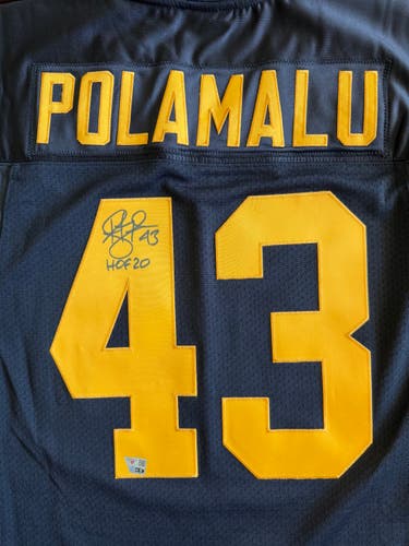 Troy Polamalu Autographed Authentic Mitchell & Ness throwback Steelers Jersey- Fanatics Certified