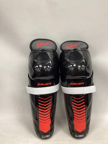 Used Bauer LIL SPORT SHINGUARDS Junior Shin Guards Black 11" 11851-S000053141