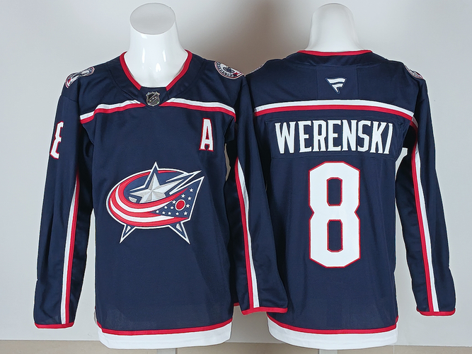 Men's Columbus Blue Jackets Zach Werenski 8 Stitched Navy Jersey Ice Hockey Jersey size 52