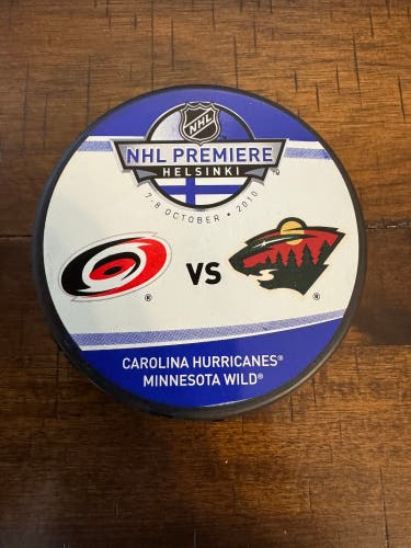NHL Premiere Helsinki Puck - Hurricanes vs Wild