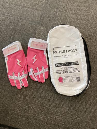 Used BRUCE BOLT CREATOR SERIES YTH XL BB/SB Batting Gloves Pink XL 11614-S000244991