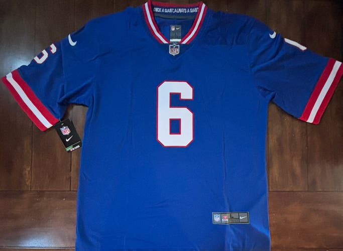New York Giants Jackson Dart #6 Throwback Embroidered Blue Jersey Adult Large NWT
