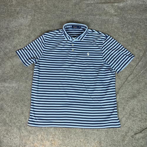 Polo Ralph Lauren Mens Shirt Extra Large Blue White Pony Striped Preppy Logo Top
