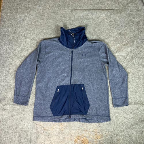 Under Armour Mens Jacket Large Navy Fleece Sweater Zip Sports Logo Coldgear Top