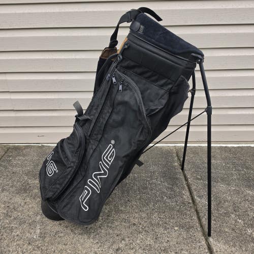 Vintage Karsten Ping Hoofer All Black Golf Stand Bag 4-Way Divider Dual Strap
