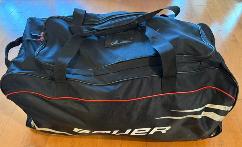 Bauer Wheeled Hockey Bag Black Red Large Rolling Duffel (Used)