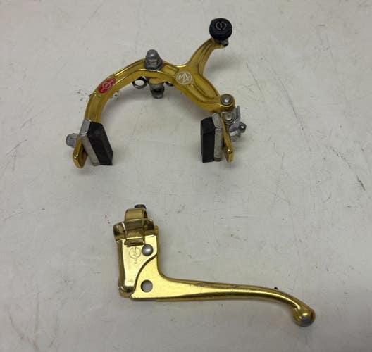 Vintage 1980s Dia-Compe MX100 Gold Aluminum Rim Caliper Brake & Left Lever