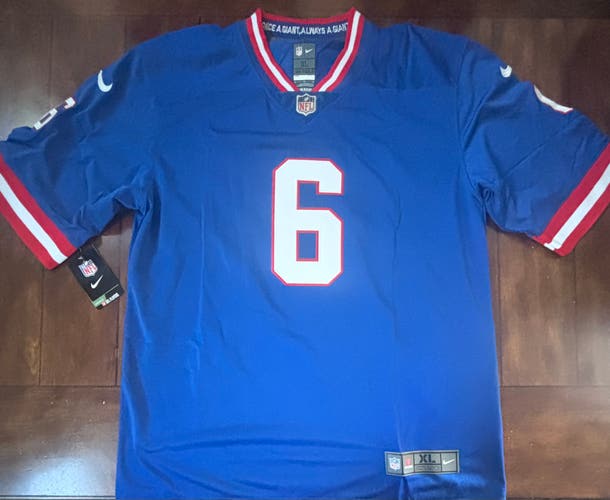 New York Giants Jackson Dart #6 Throwback Embroidered Blue Jersey Adult XL NWT