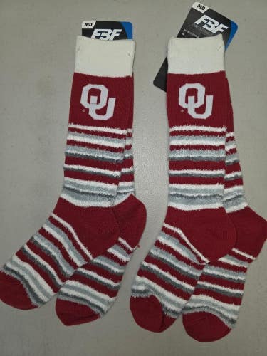 ST19 Mens NCAA OKLAHOMA SOONERS Crew Socks Lot of 2 Pair MEDIUM New