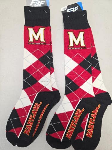 ST12 Mens NCAA MARYLAND TERRAPINS TERPS Crew Socks Lot of 2 Pair MEDIUM New