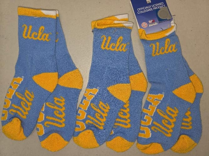 ST1 NCAA UCLA BRUINS Crew Socks Lot of 3 Pair YOUTH 1-3 New