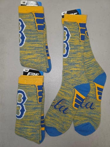 ST4 Mens NCAA UCLA BRUINS Crew Socks Lot of 3 Pair LARGE New