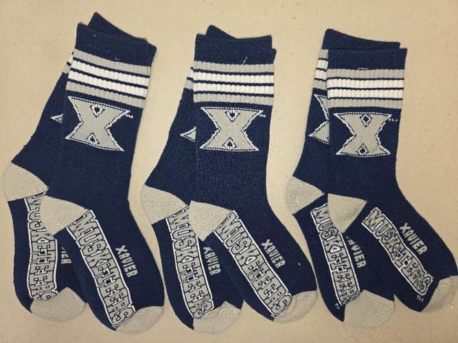 ST1 NCAA XAVIER MUSKETEERS Crew Socks Lot of 3 Pair YOUTH 1-3 New