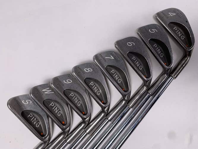 Ping Karsten I Iron Set 4-PW+SW Orange Dot 2* Flat Stiff Steel Mens RH
