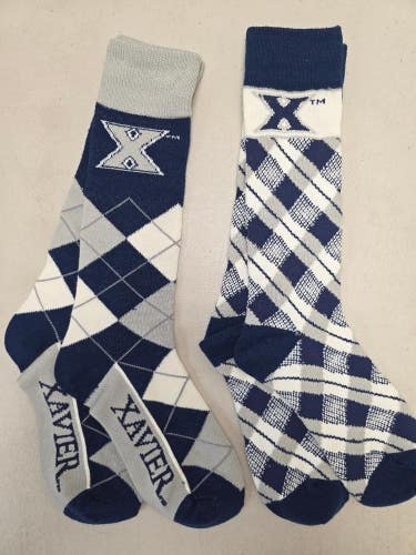 ST2 Mens NCAA XAVIER MUSKETEERS Lot of 2 Pair Crew Socks MEDIUM New