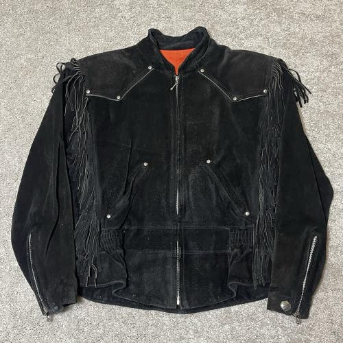 Vintage Harley Davidson Fringed Suede Leather Jacket Womens Size XL Made In USA