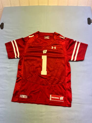 Under Armour Wisconsin Badgers Football Jersey #1 Youth Medium Red White