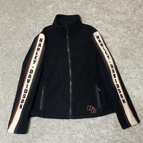 Harley Davidson HD Womens Embroidered Black Fleece Full Zip Spellout Jacket XL