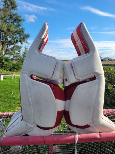 31+1" CCM Eflex 6.9 Goalie Leg Pads (New) White / Red