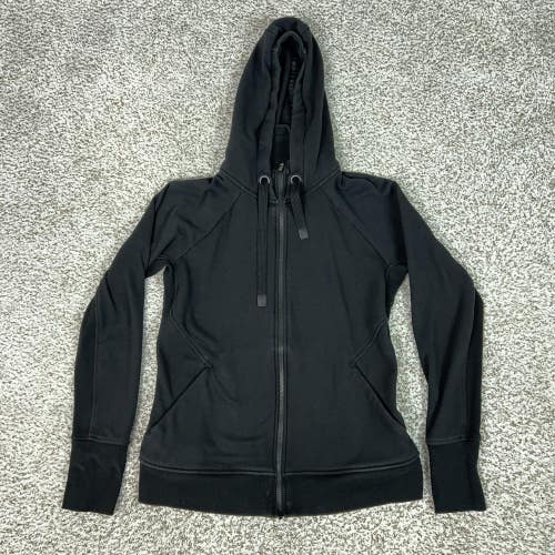 Athleta Jacket Womens Medium Black Fleece Full Zip Hooded Stretch Casual Triumph