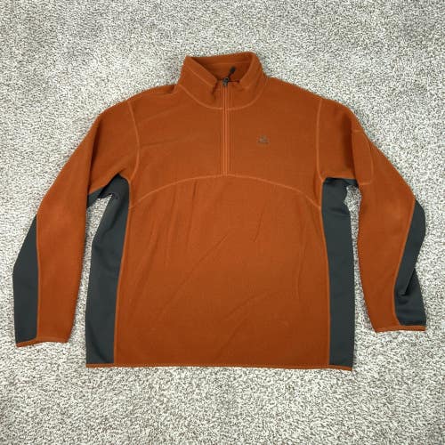 Nike ACG Pullover Mens XL Orange Fleece 1/4 Zip Mock Neck Hiking Pockets Outdoor
