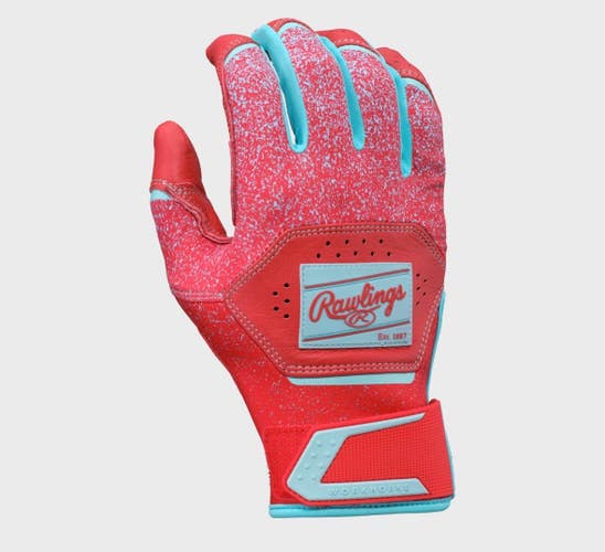 New YOUTH RED/LIGHT BLUE SPLATTER WORKHORSE BATTING GLOVES 11834-RAWR00751776