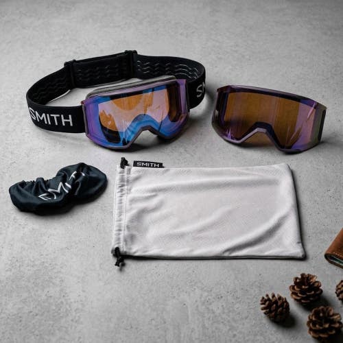 NEW Smith Squad MAG Snow Goggles ChromaPop Purple Mirror Skicore 2 Lenses Y2K