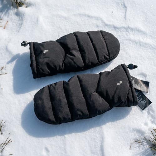 NEW Lole Down Insulated Puffer Mittens Black SM Apres Ski Cabincore Quiet Luxury